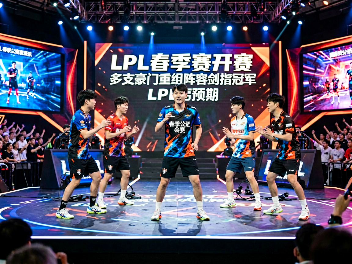 电竞赛事现场，选手在舞台上进行比赛